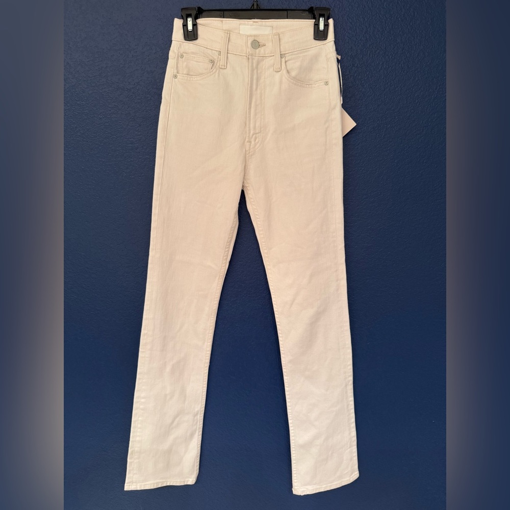 MOTHER High Waisted Rider Skimp Act Natural Women's Cream Cotton Jeans Size 23 - Picture 3 of 13